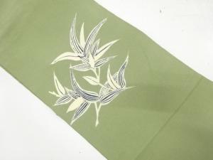 未使用品　縮緬地　草花模様　名古屋帯